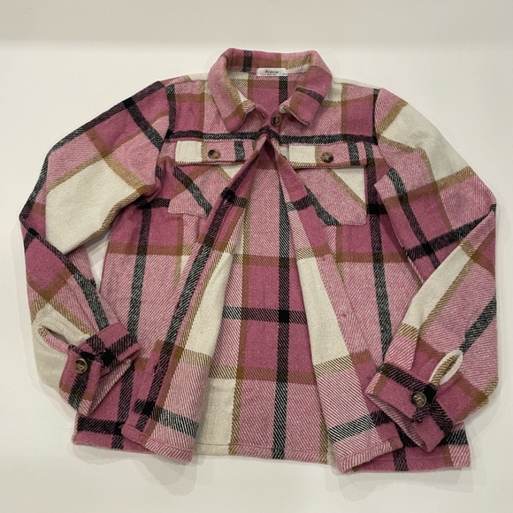 Pink Plaid Button-Up Jacket - Picture 1 of 3